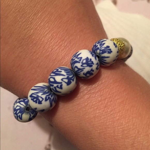 Blue China Elastic Bracelet - Picture 2 of 4